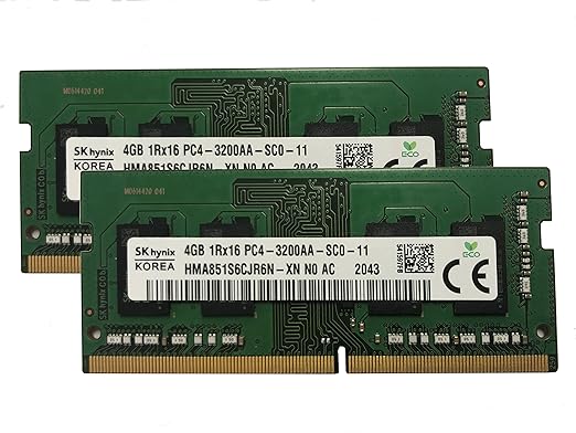 SK Hynix 8GB KIT(2 x 4GB) DDR4 3200MHz PC4-25600 1.2V 1R x 16 SODIMM Laptop RAM Memory Module HMA854S6CJR6N-XN, OEM Package