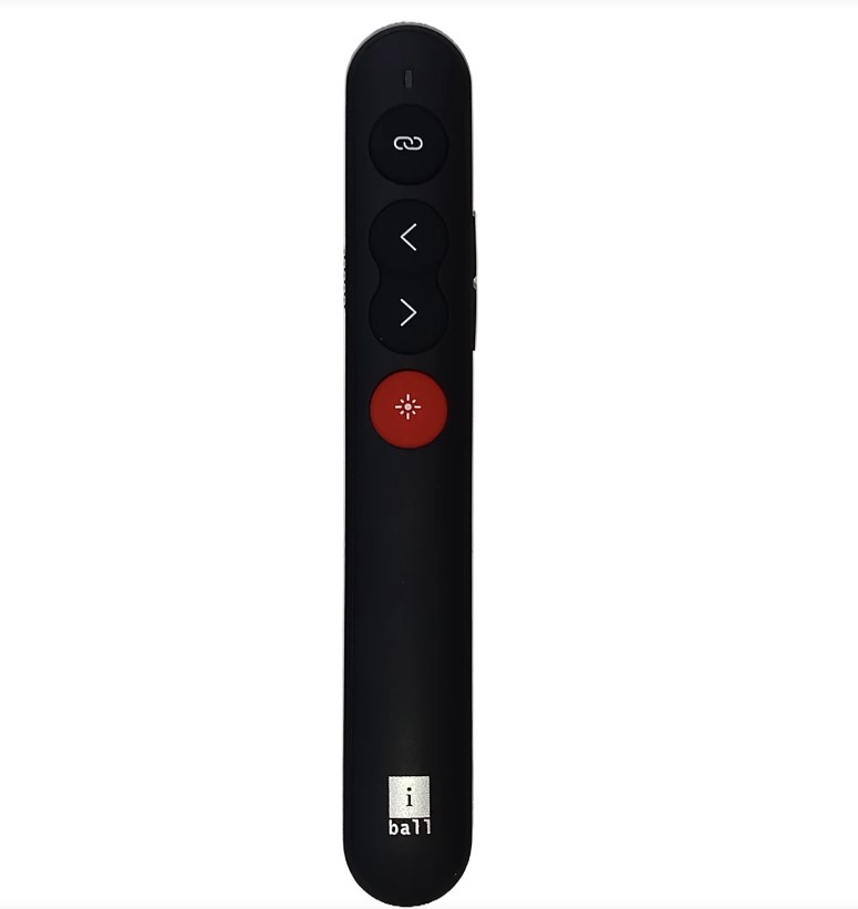 iBall Presenter Impact | Wireless Laser Pointer | 100m Range | Slim & Lightweight | Magnetic USB Receiver Storage | 30m Wireless Range | 1-Year Warranty | Black