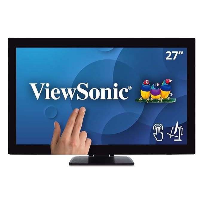 ViewSonic TD2760 27" FHD 10-Point Capacitive Touch Monitor | Built-in Speakers, HDMI, DP, RS232, USB 3.2 | Ergonomic Tilt, Raise, Lay Flat | Energy Star & EPEAT Certified