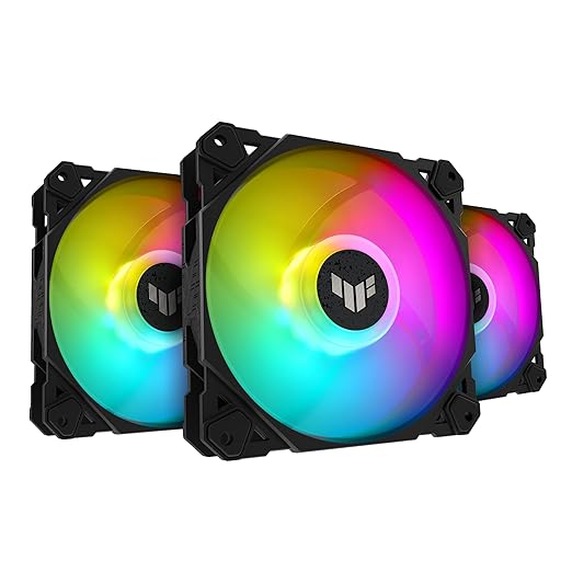 ASUS TUF Gaming TF120 ARGB 120mm PWM Fan - Advanced Fluid Dynamic Bearing, Customizable LED Blades, Anti-Vibration Pads, Double-Layer LED Array for PC Case & Liquid Radiator