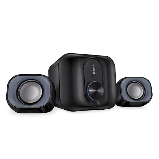 FINGERS StereoBeats 2.1 Channel Wired Multimedia Speaker (USB Powered, 3.5mm Stereo Input, 11W Power) – Rich Black for PCs & Laptops