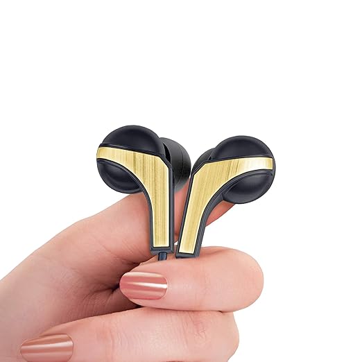 FINGERS SoundBoomerang Wired In-Ear Earphones with Mic (Includes Free Zip Carry Case & Golden L-pin Connector) - Ink Black & Gold