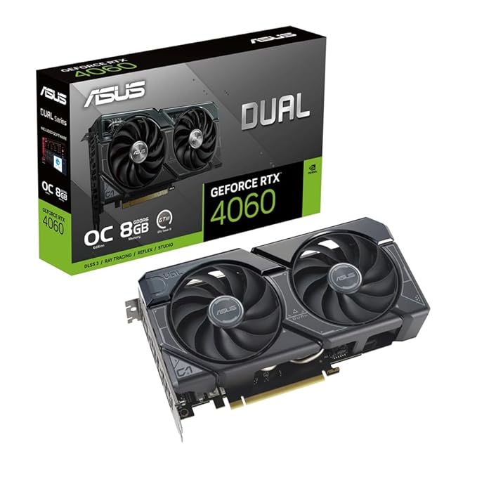 ASUS Dual GeForce RTX 4060 Ti SSD OC Edition 8GB GDDR6, M.2 SSD Slot, 2.5-Slot Design, Axial-Tech Fan & 0dB Technology