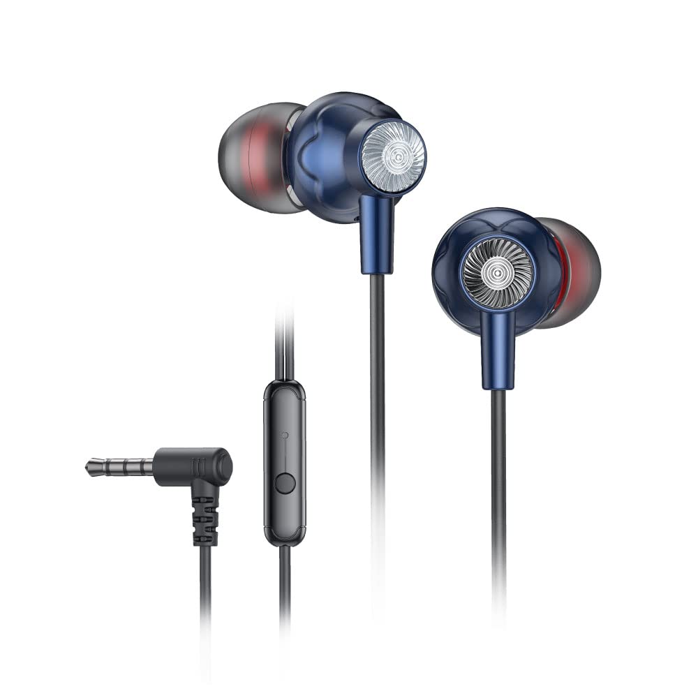 FINGERS Beautific2 Wired in-Ear Earphones with Built-in Mic, 10 mm Neodymium Driver, 3.5 mm L-pin Connector (Imperial Blue)