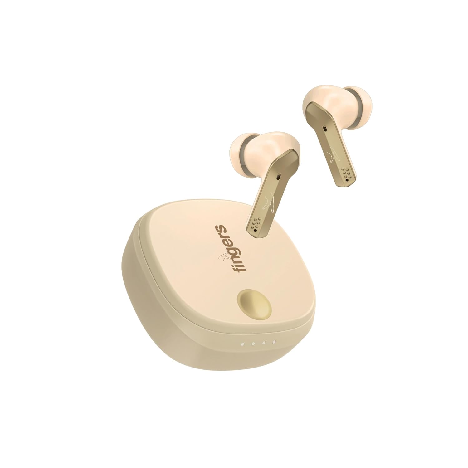 FINGERS Mesmeric TWS Earbuds (10mm Deep Bass Drivers, 60H Playtime, Quad Mics, SNC™ Noise Cancellation, Type-C Fast Charging, Rich Beige)
