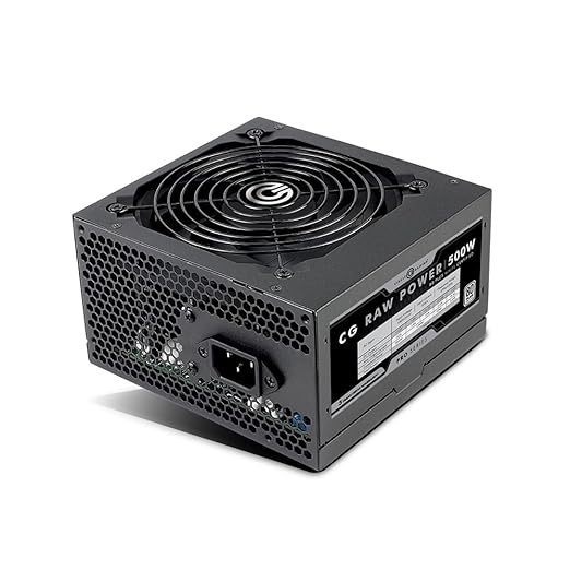 Circle CG RAW Power 500W Power Supply | Non-Modular | 80 Plus White Certified | 120mm Black Fan | Active PFC | Flat Black Cables | Black (CG 500 Black 80+ White)