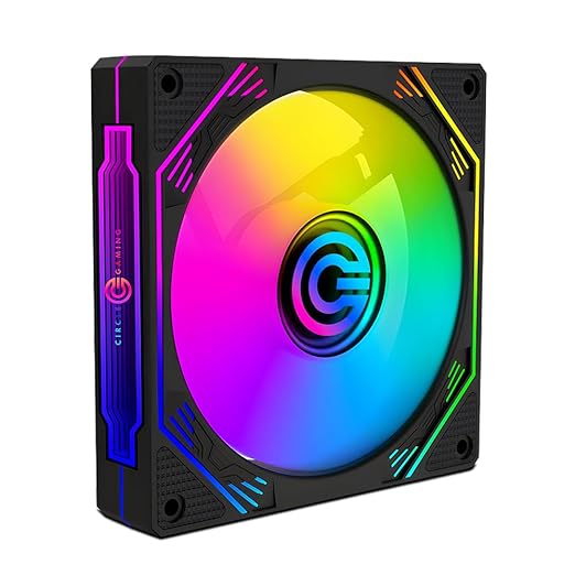CIRCLE CG Infinity X3 ARGB 120mm Case Fan | High-Performance Cooling | PWM Control | 1600 RPM | 66 CFM Airflow | Infinity Mirror Design | ARGB Sync - Black
