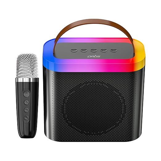 Artis SoundMax 600 Wireless Bluetooth Speaker (24W RMS) with USB, AUX, TF Card Input & Wireless Mic – Black