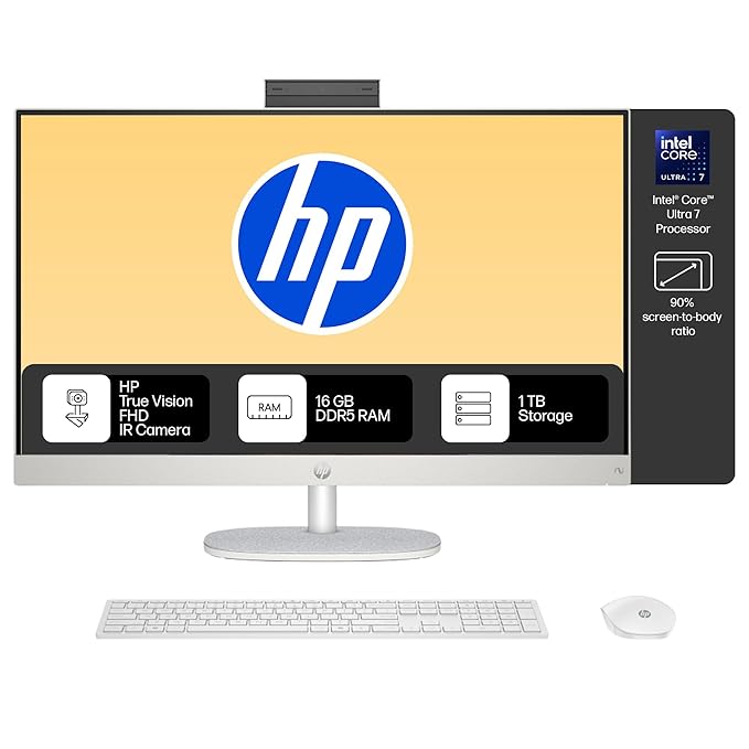 HP All-in-One | Intel Core Ultra 7 155U | 16GB DDR5 | 1TB SSD | 27" FHD IPS | Win 11 | Office 24 | FHD IR Camera | Shell White | 27-cr1009in