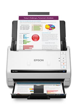 Epson WorkForce DS-770II Color Duplex Document Scanner | A4 Size | 45 ppm Scan Speed | 90 ipm with ADF | USB Connectivity | OCR Capable | Resolution: 200/300/600 DPI
