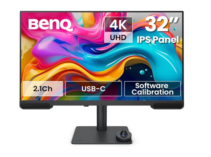 BenQ PV3200U 32” 4K UHD Monitor for Video Editing, 95% DCI-P3, 100% Rec.709/sRGB, 2.1ch Speakers, 65W USB-C, Mac Compatible, Factory-Calibrated, Software Calibration, Ergonomic Stand