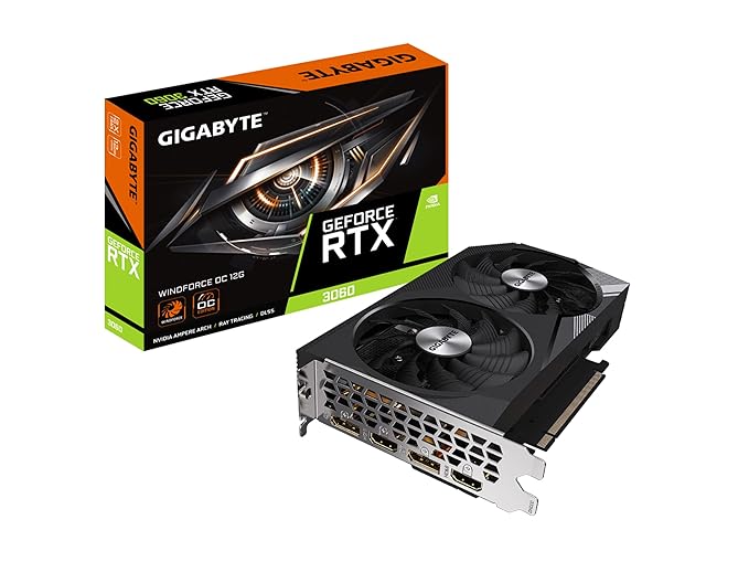 GIGABYTE GeForce RTX 3060 WINDFORCE OC 12GB | GDDR6 PCIe x16 Graphics Card | Dual Fan | GV-N3060WF2OC-12GD