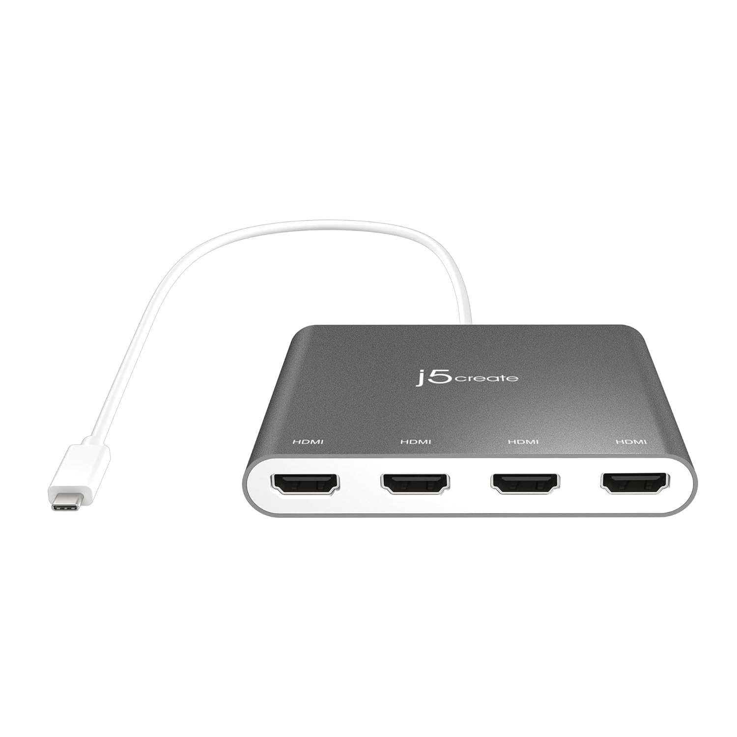 j5create USB-C to 4-Port HDMI Adapter Hub | Multi-Monitor Splitter | Supports 4 x 1080p @ 60Hz Displays | Compatible with MacBook and Windows Laptops | JCA366