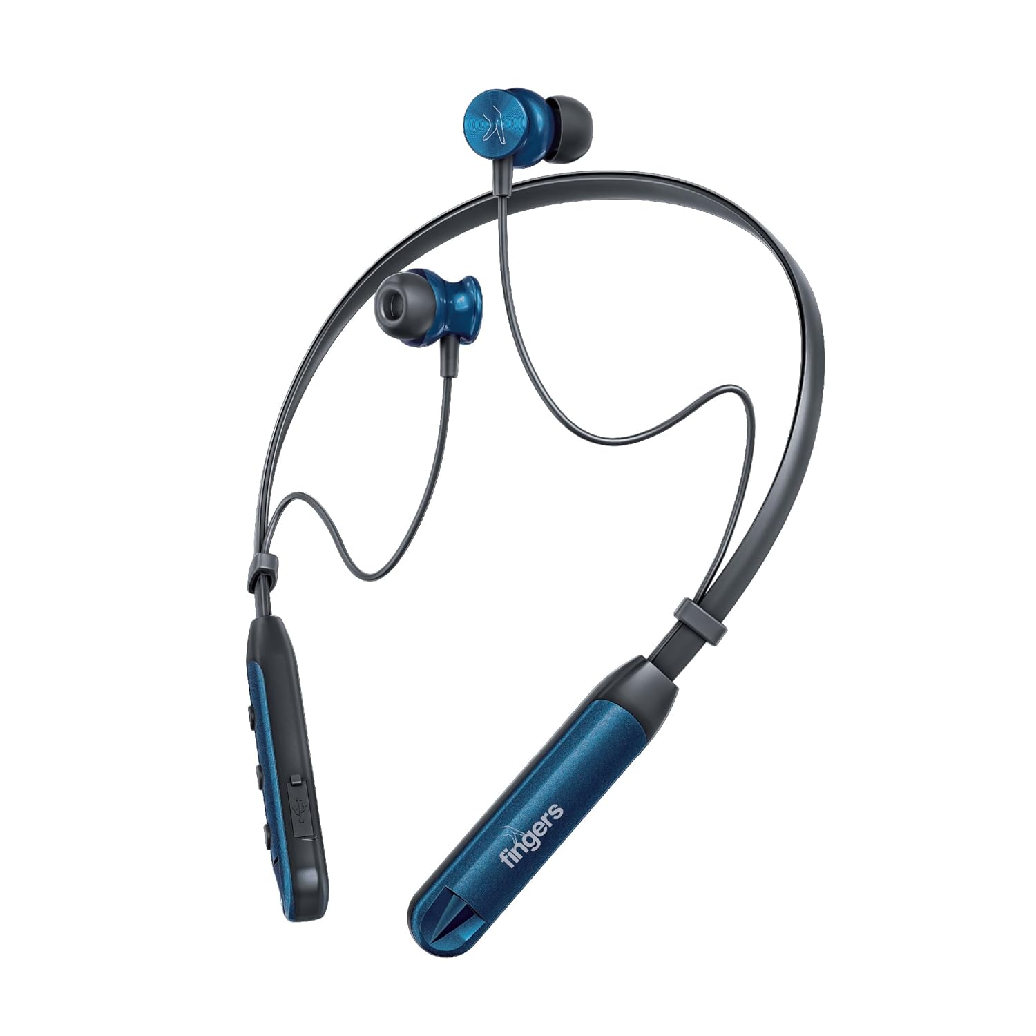 FINGERS Marina-BT7 Wireless Neckband Earphones (44 Hours Playtime, Dual Neckband Pairing Technology, Built-in Mic with SNC (Surround Noise Cancellation) Technology, IPX4, Magnetic Earbuds)