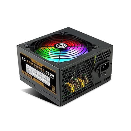 Circle CG RAW Power 750 Watts Gaming Power Supply | 80 Plus Bronze Certified | RGB Fan | Non-Modular PSU