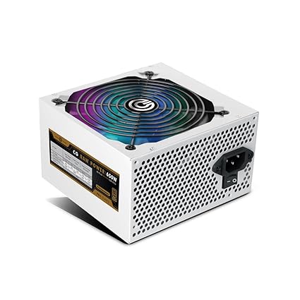 Circle CG RAW Power 650W Gaming Power Supply – 80 Plus Bronze, 140mm RGB Fan, White, Non-Modular