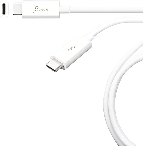j5create JUCX03 USB-C to USB-C Cable | Reversible Connector | USB 3.1 (10Gbps) & USB 2.0 (480Mbps) Support