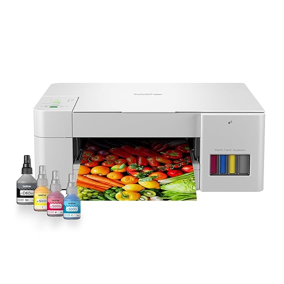 Brother Ink Tank DCP-T226 All in One (Print Scan Copy) Color Printer Best for Home | 64 MB | 150 Sheet Paper Tray | USB | Print Up to 7.5 K Pages in Black and 5 K in Color Each for (CMY),Free Installation