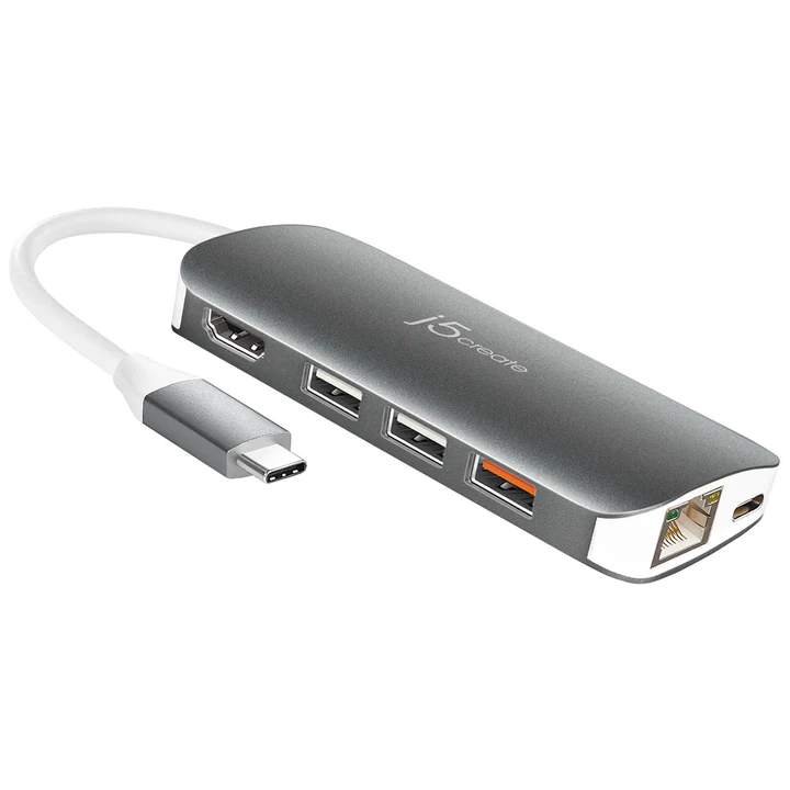 J5Create USB-C™ 9-in-1 Multi Adapter - JCD383 | HDMI | Ethernet | USB 3.1 | SD & microSD | PD 3.0 DisplayPort Alt Mode | USB Power Delivery Compatible |