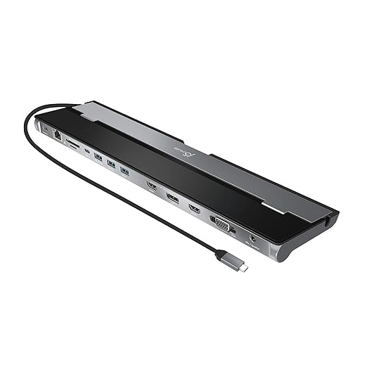 j5create JCD543 USB-C Docking Station | Triple Display Support | HDMI | DisplayPort | VGA | 100W PD | Gigabit Ethernet | Type-C Cable Compartment | MacBook | Windows