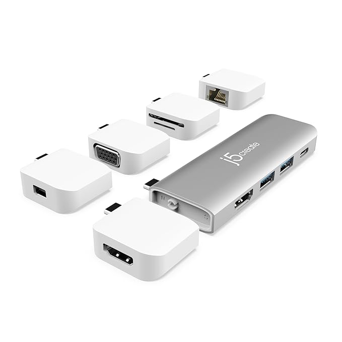j5create UltraDrive Kit USB-C Multi-Display Modular Dock | Silver | Model: JCD389