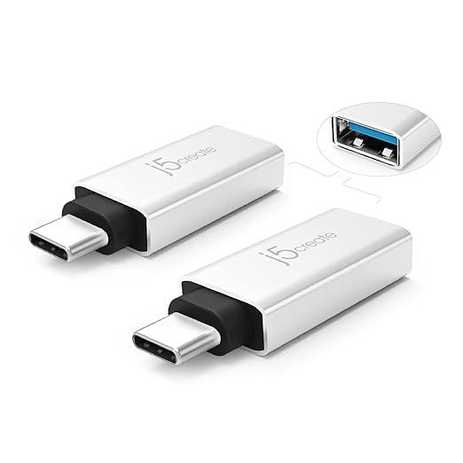 j5create USB-C to USB Type-A 3.1 Adapter | 5Gbps Speed | Plug & Play | Durable Aluminum | JUCX15