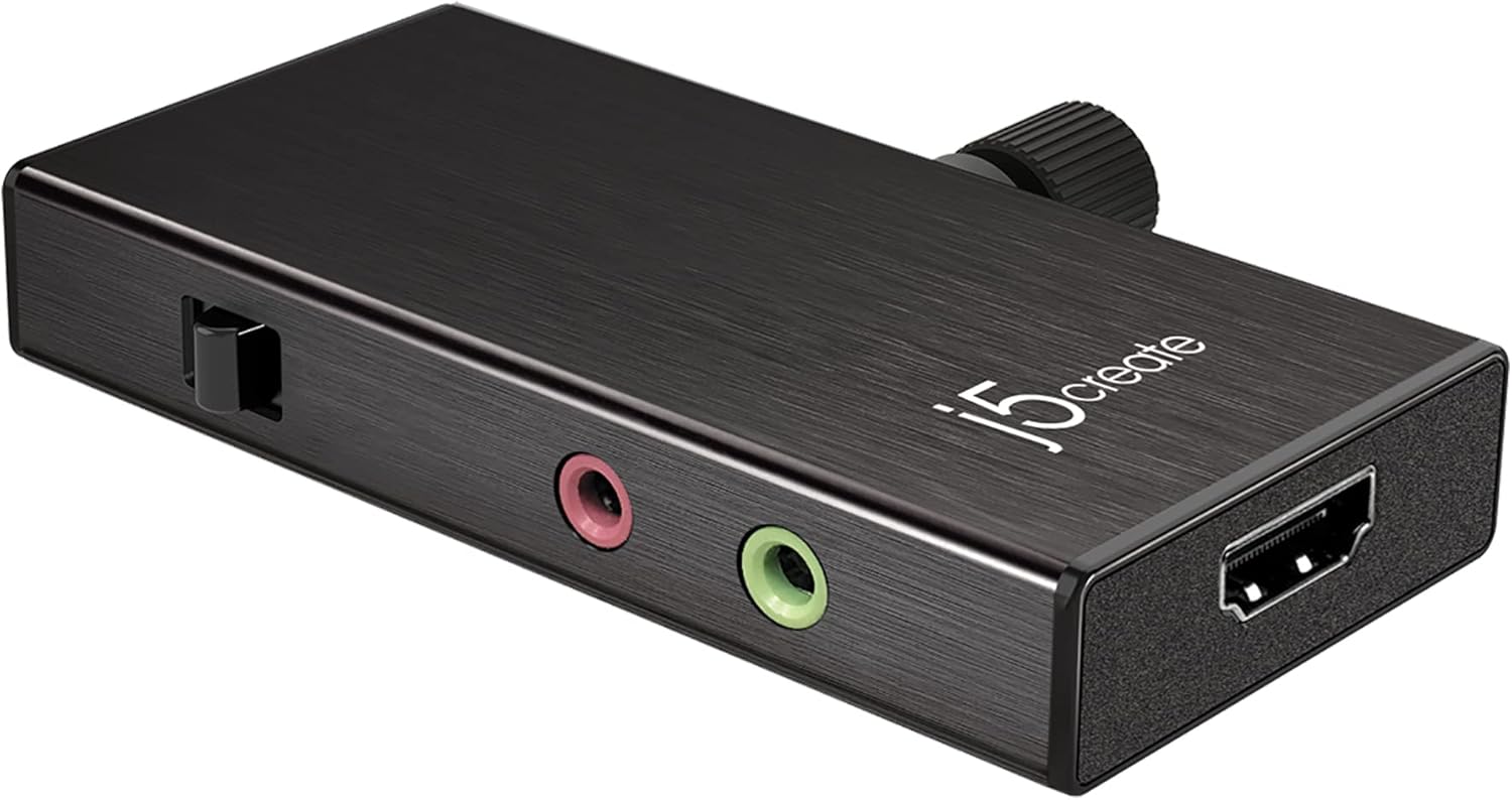 j5create JVA02 USB-C HDMI Video Capture Card – 1080p@60FPS, 60W PD Pass-Through, Live Streaming for PC, Xbox, PlayStation, Android