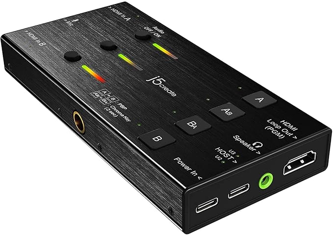 j5create JVA06 USB-C Dual HDMI Video Capture Card – 1080p@60Hz, 60W PD Charging, Game & Stream Capture for PC, Xbox, PlayStation, Android