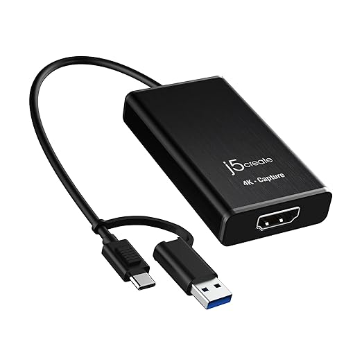 j5create JVA11 4K HDMI Video Capture Card – DSLR Cam Link, Game Capture Adapter for Live Streaming, Broadcasting & Video Conferencing | 4K30, 2K60, 1080p120 Support