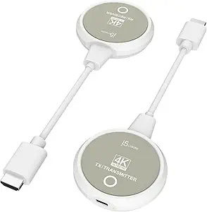 j5create ScreenCast 4K Wireless HDMI Transmitter and Receiver | Wireless HDMI Extender | Supports 4K30Hz / 1080p60Hz | Dual-Band 2.4/5GHz | Connects Laptop  |JVAW75