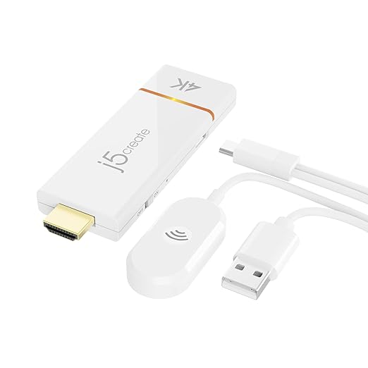 j5create JVAW76 ScreenCast 4K Wireless Display Adapter | Supports AirPlay, Miracast, Chromecast | Compatible with Windows & macOS