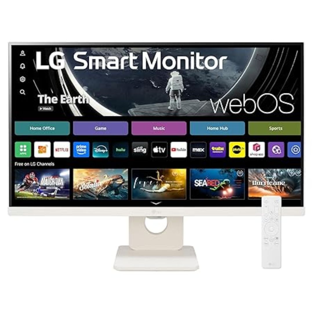 LG 25SR50F-W 25-Inch Smart Monitor (FHD IPS Display / webOS / ThinQ Home Dashboard / Dual Speakers / AirPlay 2 / Bluetooth / Remote Control / White)