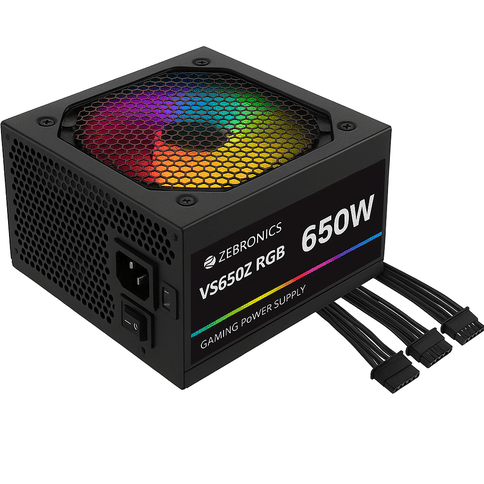 Zebronics VS650Z RGB 650W Gaming Power Supply Unit with 4 SATA Cables (Black)