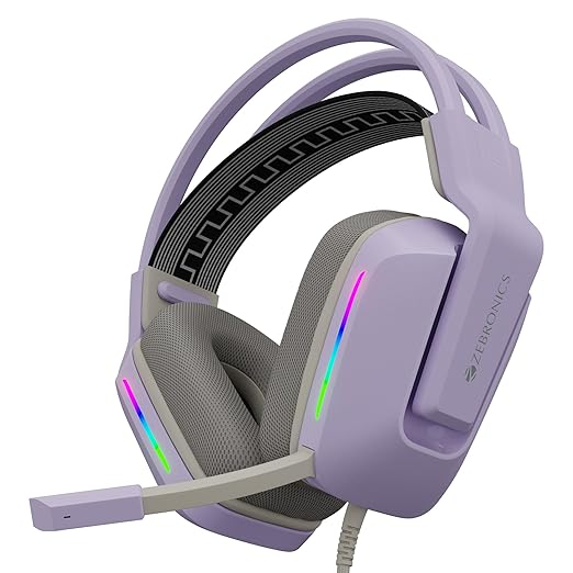 ZEBRONICS Havoc Premium Gaming Wired Over-Ear Headphone Purple | Dolby Atmos, 50mm Drivers, Suspension Headband & Braided Cable