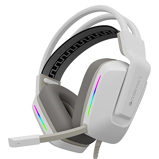 ZEBRONICS Havoc Premium Gaming Wired Over-Ear Headphone (White) | Dolby Atmos, 50mm Drivers, Suspension Headband & Braided Cable