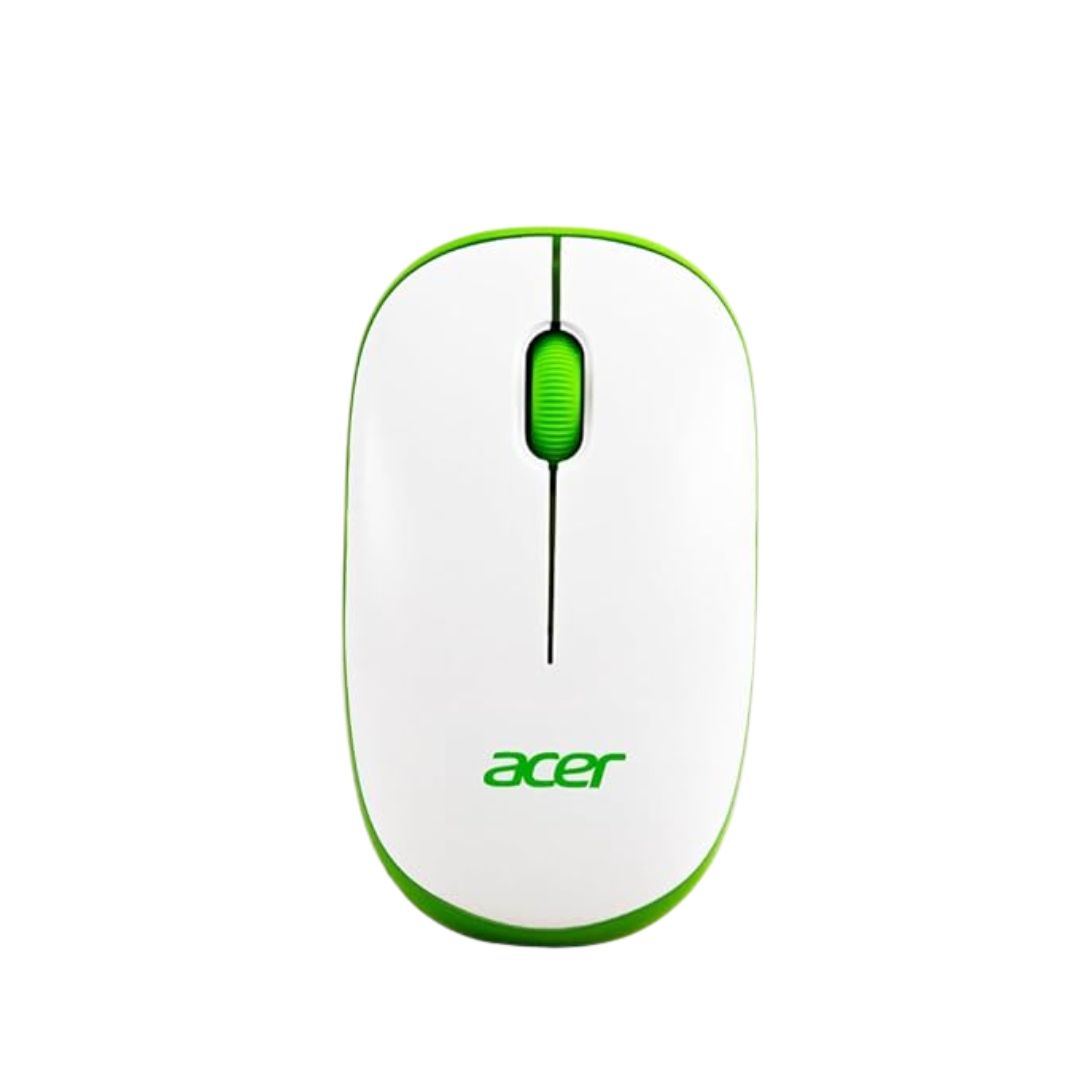 Acer Wireless Mouse | 2.4GHz | 1600 DPI Optical Sensor | USB Nano Receiver | Ergonomic & Lightweight | White/Green