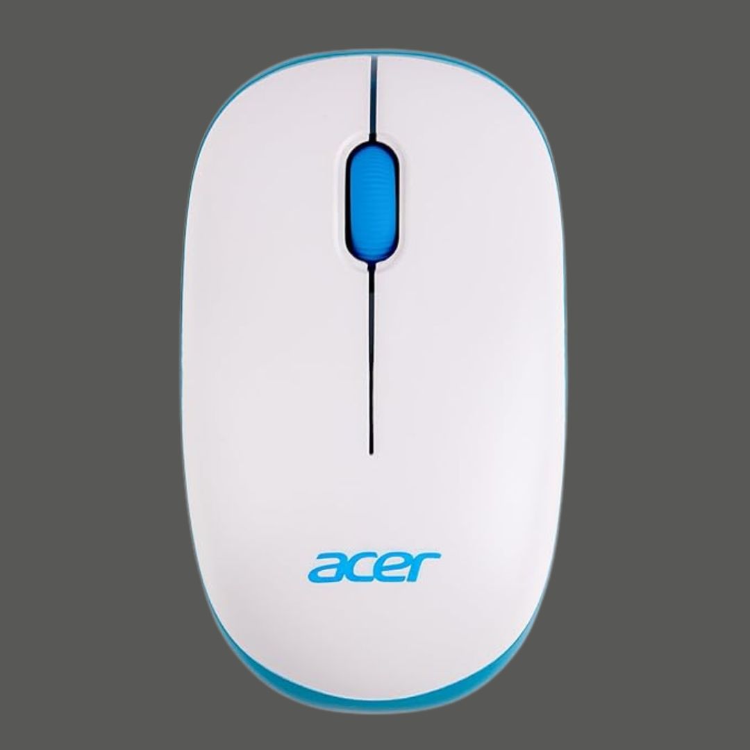 Acer Wireless Mouse | 2.4GHz | 1600 DPI Optical Sensor | USB Nano Receiver | Ergonomic & Lightweight | White/Blue