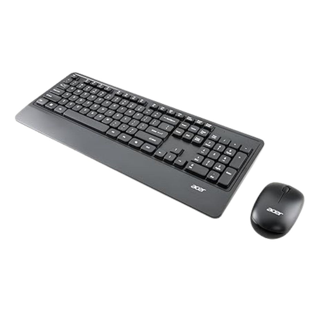 Acer Wireless Keyboard & Mouse Combo with Palm Rest | 2.4GHz Nano Receiver | 1600 DPI | Co-Pilot Key | ₹ Rupee Symbol | 10m Range | Power Saving Mode | Windows & Mac Compatible – Black