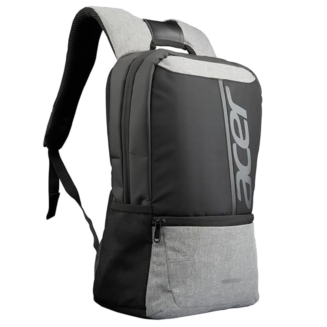 Acer Lite Extra Soft Padded Notebook Backpack | 16L Capacity | Airmesh Panel | Heavy Duty SBS Zippers | Premium 1680D Polyester | Black & Grey