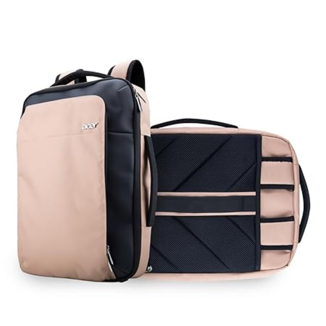 Acer Swift 2-in-1 Convertible 15.6 Inch Backpack | Sleek & Lightweight | 11.5L Capacity | Convertible Tuckaway Straps | Premium Metal Accents | Tan