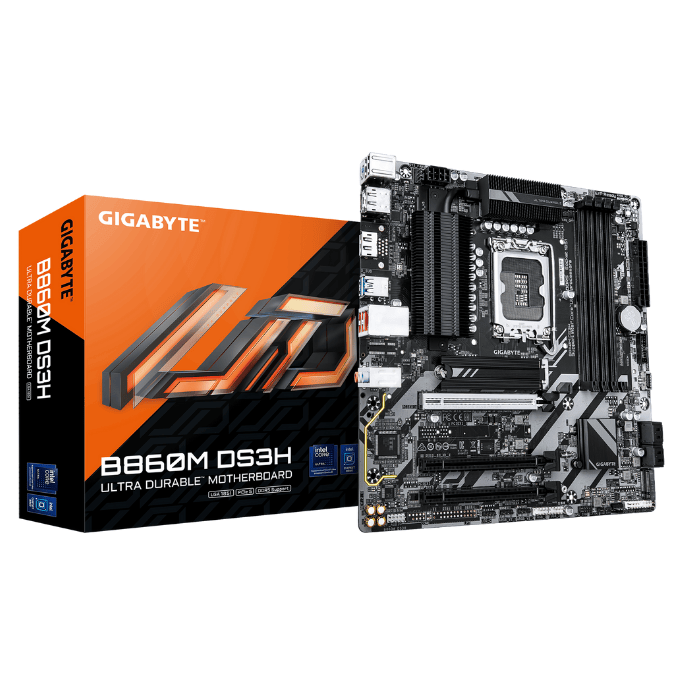 Gigabyte B860M DS3H WiFi 6E (rev. 2.0) Micro ATX Motherboard | Intel LGA1700 Socket | DDR5 | PCIe 4.0 | Dual M.2 | HDMI | USB 3.2 Gen 2 | Q-Flash Plus | WiFi 6E & 2.5GbE LAN
