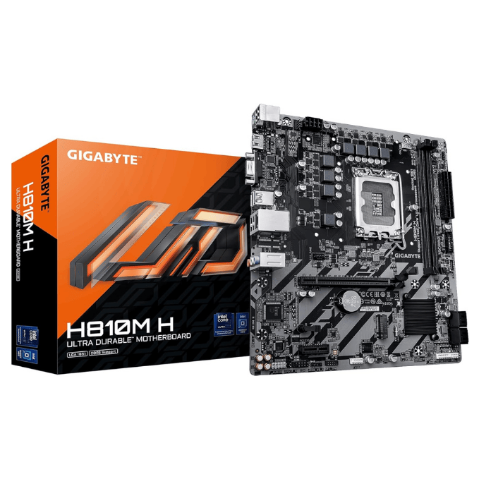 GIGABYTE H810M H Motherboard - Intel Core Ultra (Series 2) CPUs, 4+1+2 Phases VRM, up to 6400MHz DDR5, 1xPCIe 4.0 M.2, 1GbE LAN, USB 3.2 Gen 1