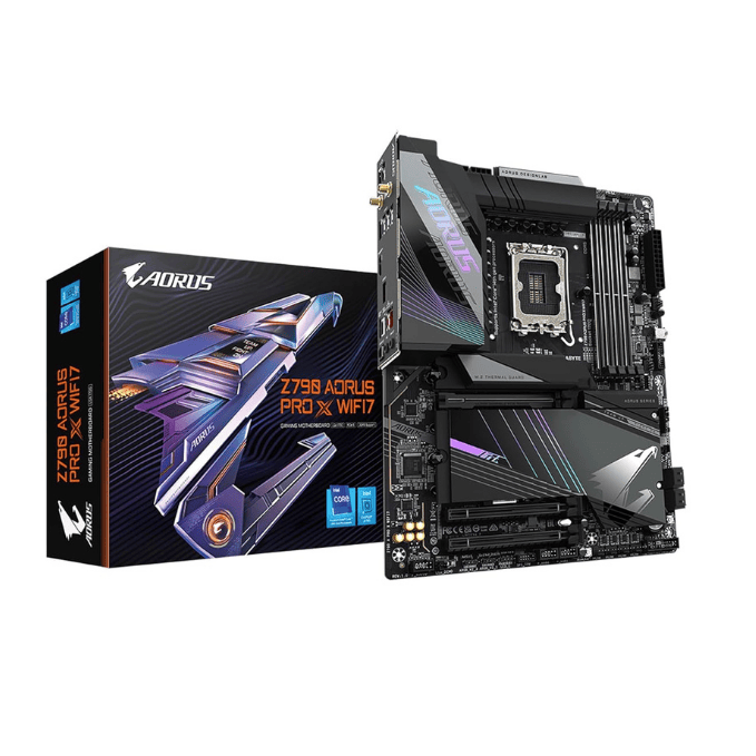 Gigabyte Z790 A PRO X WIFI7 Motherboard – Intel LGA 1700, ATX, DDR5, PCIe 5.0, Dual M.2, USB 3.2 Gen2x2, 2.5GbE LAN, Wi-Fi 7