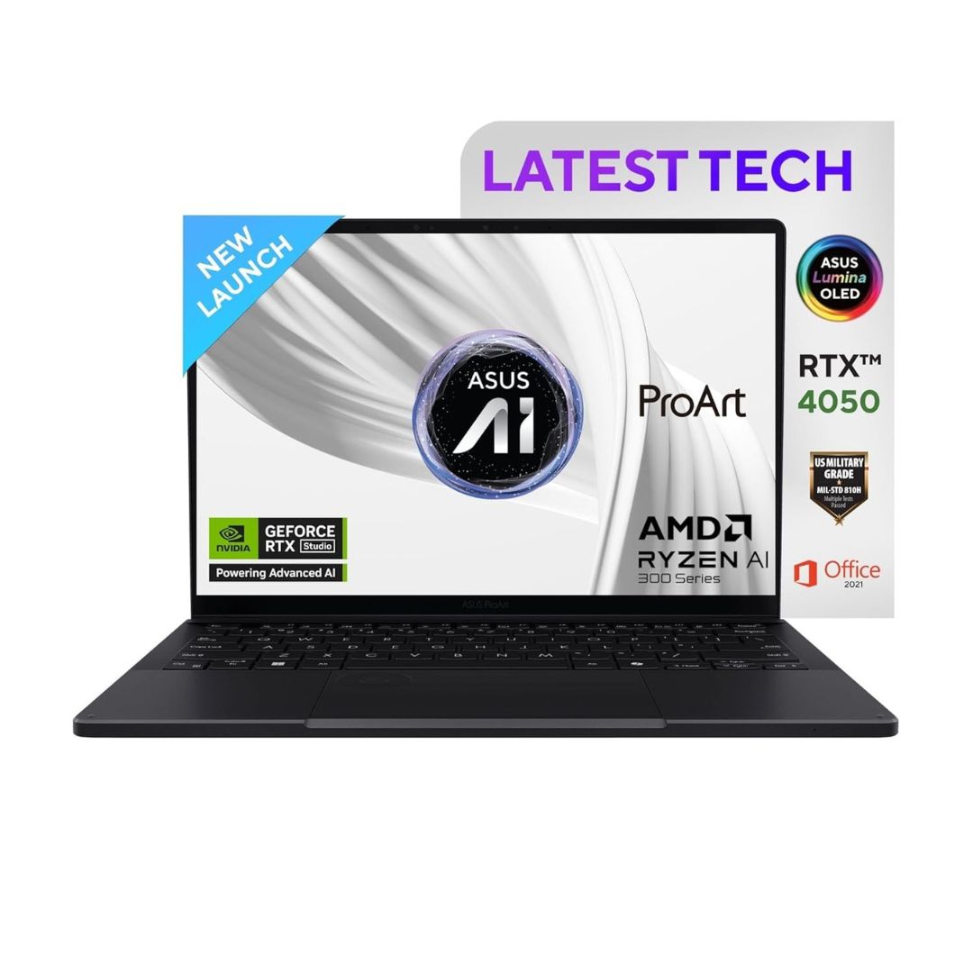 ASUS ProArt PX13 (HN7306WU-LX001WS) – Ryzen AI 9 365, RTX 4050, 13.3” 3K OLED Touch, 24GB DDR5 RAM, 1TB SSD, Windows 11 Home Office Suite, Microsoft Office Home & Student 2021, McAfee (1-year subscription)