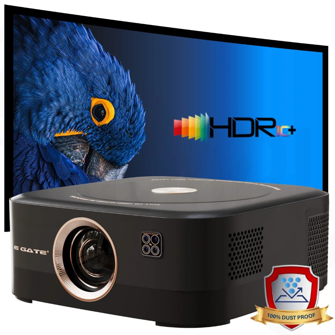 E Gate Duster 8X Fully Automatic Native 1080p Smart Projector with 4K Support | 800 ISO | WiFi 6 | HDMI ARC