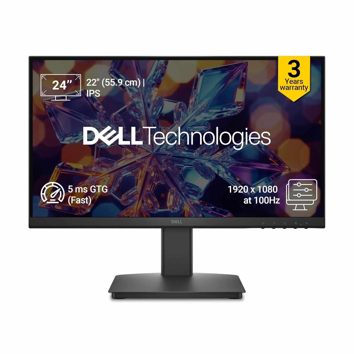 Dell SE2226HX 22 Inch Full HD IPS Monitor, 100Hz Refresh Rate, 5ms Response Time, HDMI VGA Ports, TÜV Rheinland Eye Comfort Certified, Ultra Thin Bezel Display