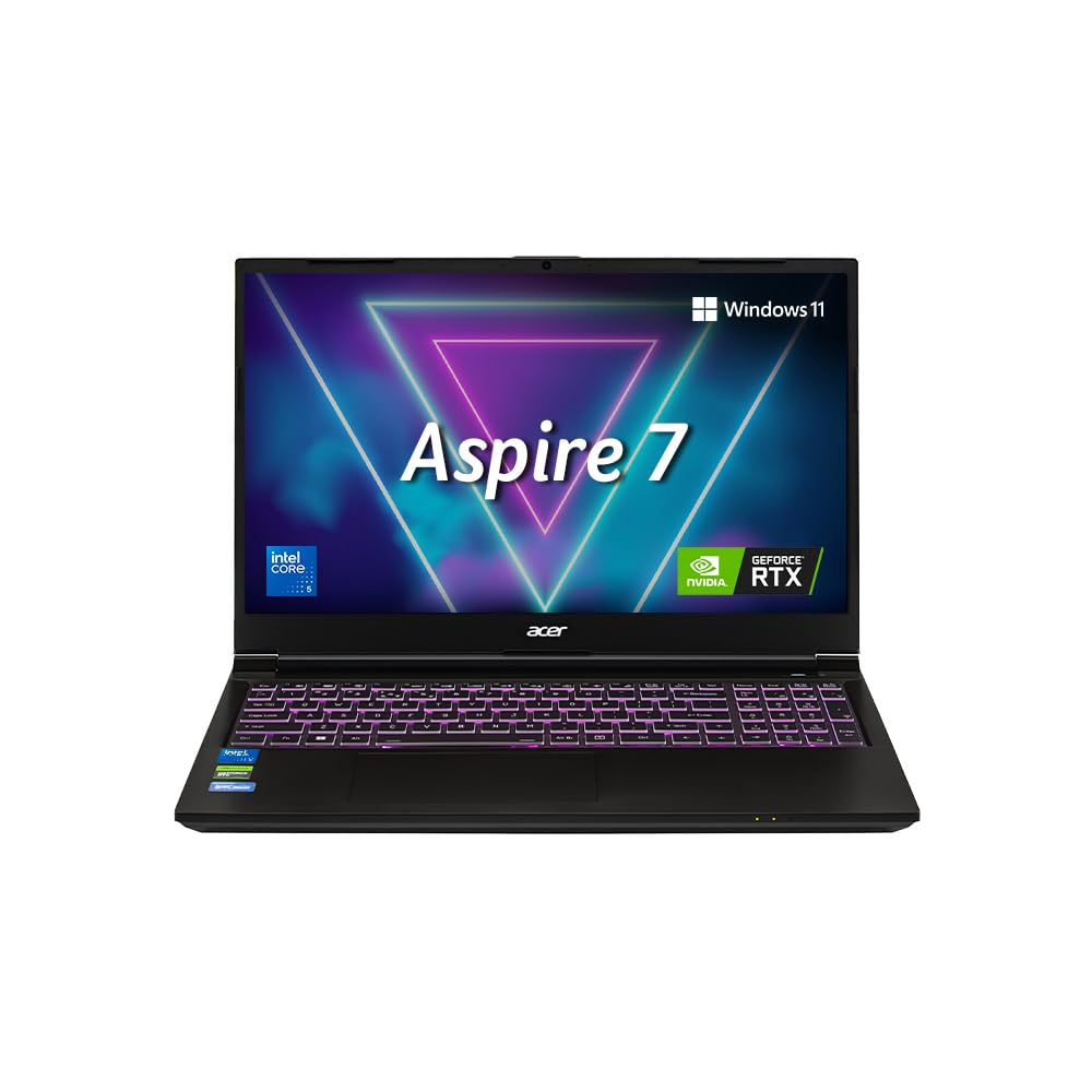 Acer Aspire 7, Intel Core 5-210H Processor | NVIDIA GeForce RTX 3050 6GB Graphics | 16GB RAM + 512GB SSD | 15.6" Full HD Display | Backlit Keyboard | Windows 11 Home | Gaming Laptop | Flame Black