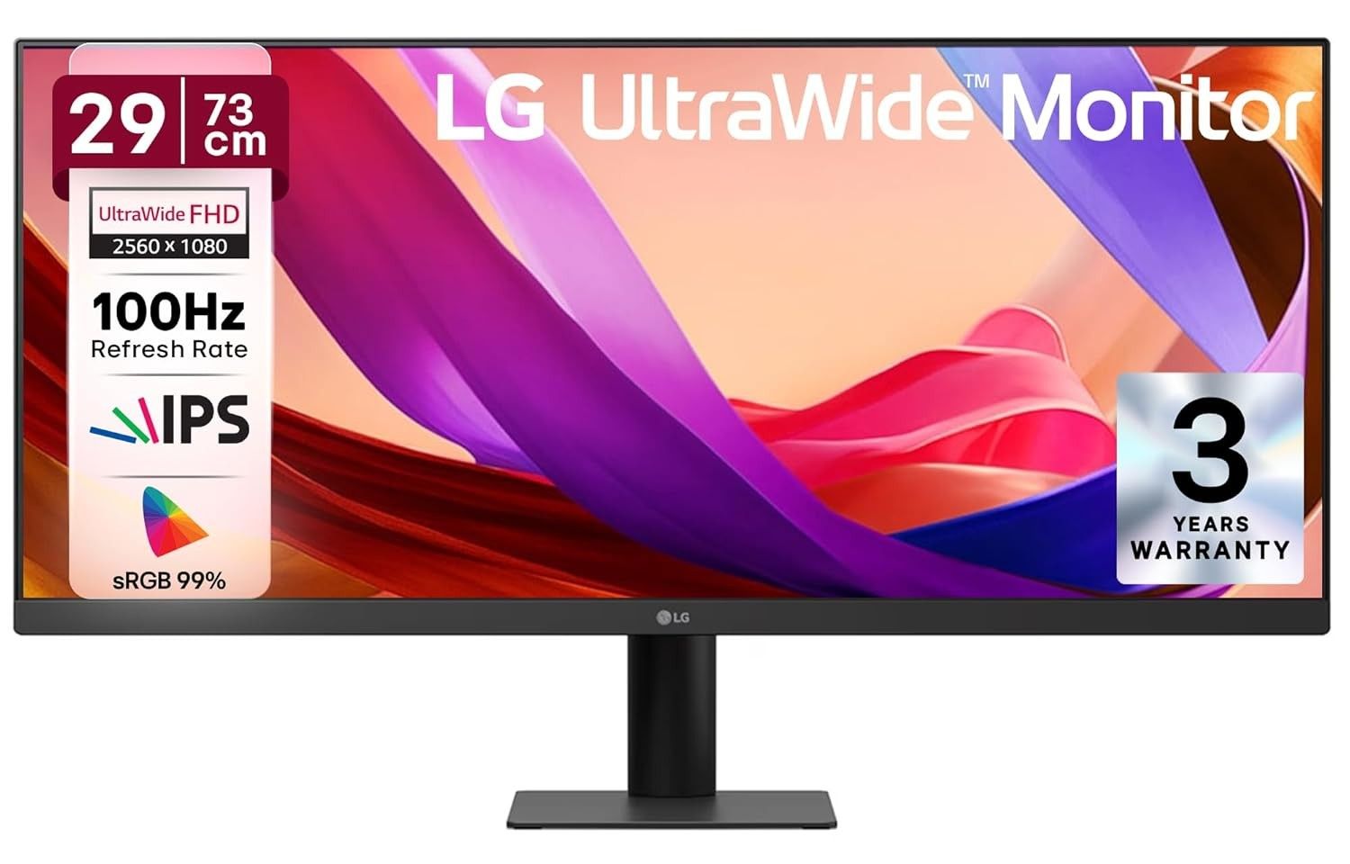 LG 29U511A 29 Inch UltraWide WFHD Monitor, 2560x1080 Resolution, IPS Panel, 100Hz Refresh Rate, HDR10, sRGB 99%, Anti-Glare Display, HDMI, DisplayPort, Headphone Out, 21:9 Monitor