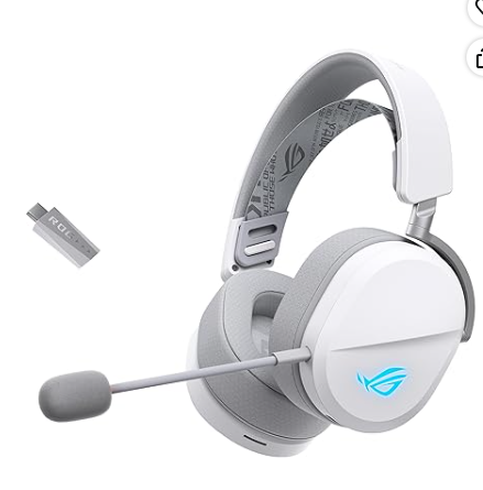 ASUS ROG Pelta Wireless Gaming Headset with Detachable Microphone |50mm Titanium-Plated Drivers | Up to 70 Hours Battery Life | Lightweight Ergonomic Design | Compatible with PC, PS5, PS4, Nintendo Switch & Mobile - White