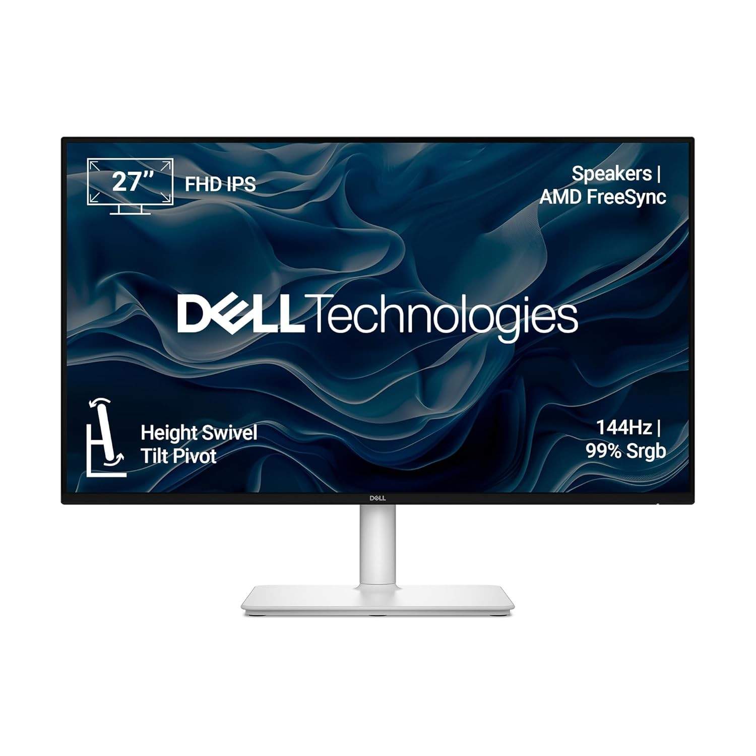 Dell 27 Plus Monitor S2725HSM, 27 Inch Full HD IPS Monitor, 144Hz Refresh Rate, AMD FreeSync, 99% sRGB, Dual Speakers, Height Adjustable Stand, TÜV Rheinland 4-Star Eye Comfort, HDMI Monitor
